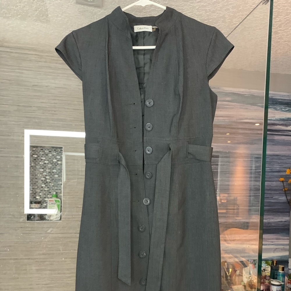 Calvin Klein grey button up dress